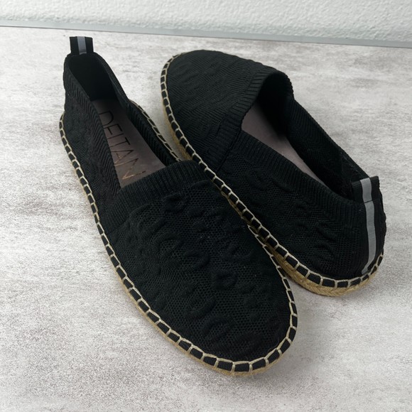Deltan Shoes - DELTAN Black Hensley Animal Print Size 8 Flyknit Slip On Espadrilles Flats Shoe